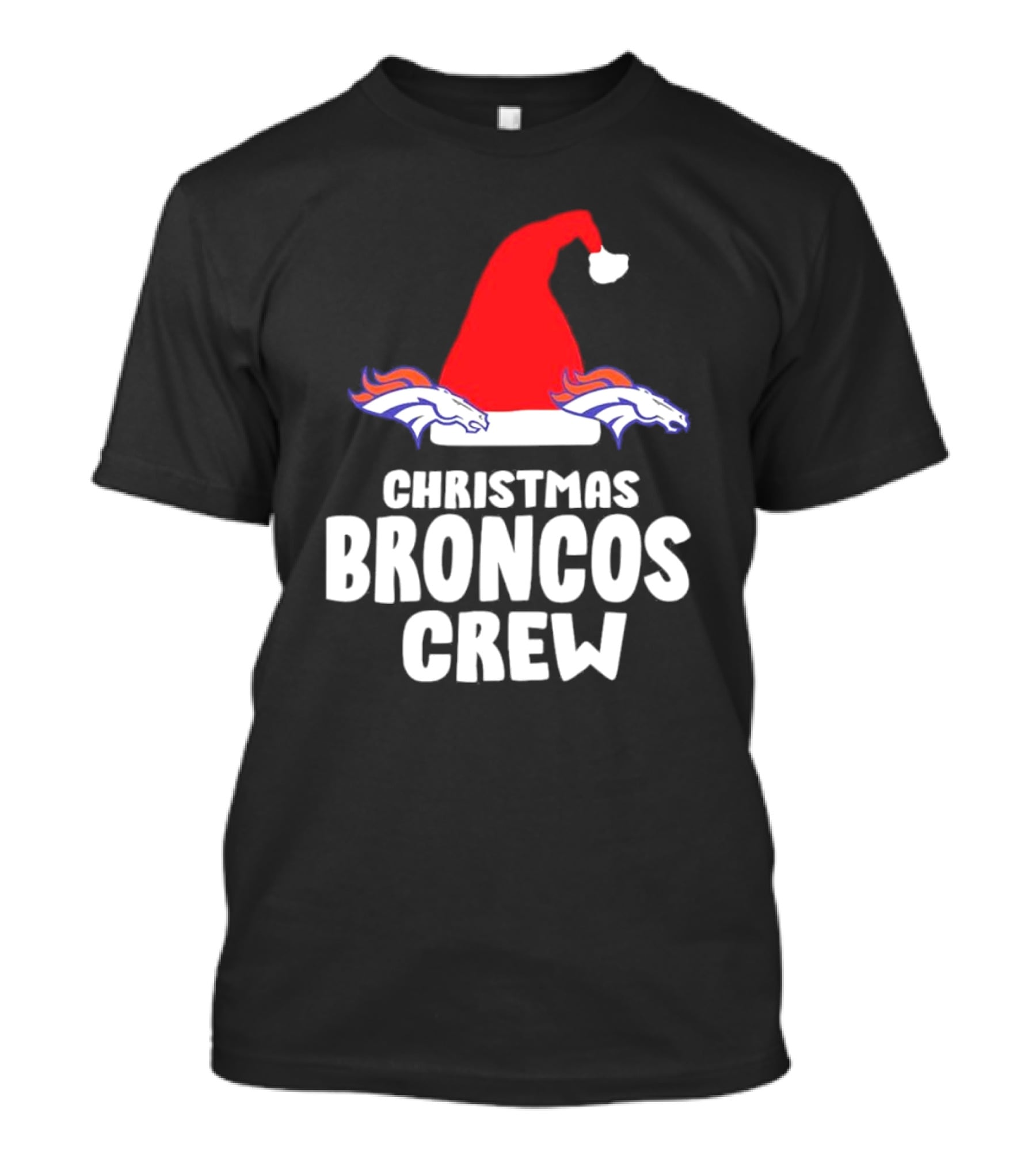 Christmas Broncos Crew Santa Hat T-Shirt