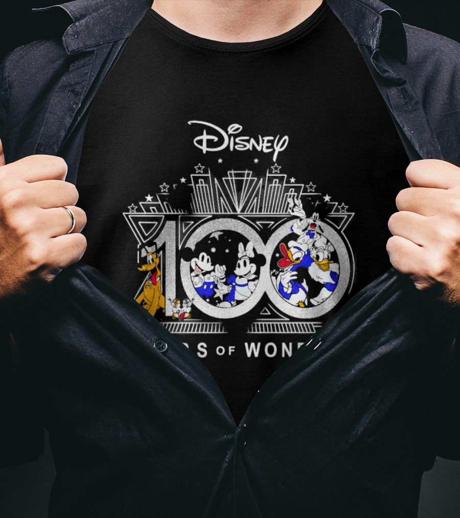 Disney 100 Years Of Wonder Mickey Minnie Donald Pluto T-Shirt