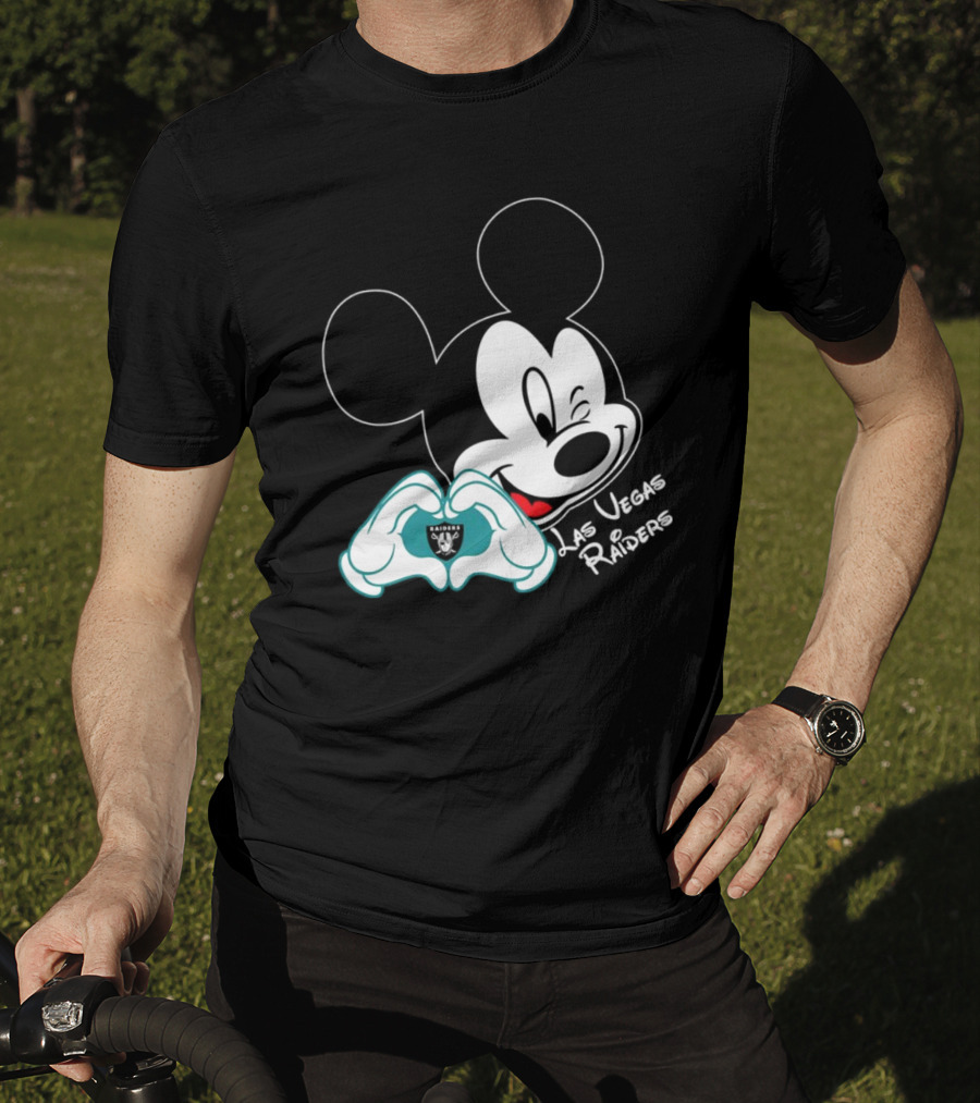 Mickey Mouse Heart Las Vegas Raiders NFL Team T-Shirt