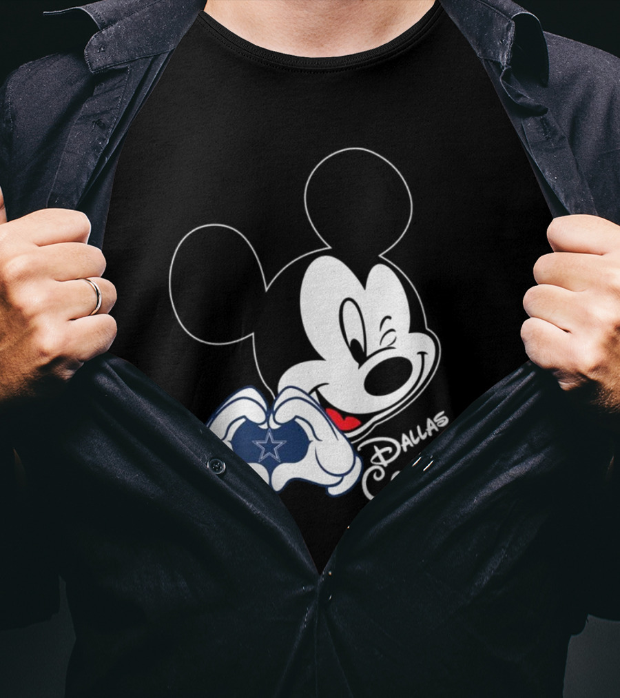 Dallas Cowboys Mickey Mouse Heart Star Fandom T-Shirt