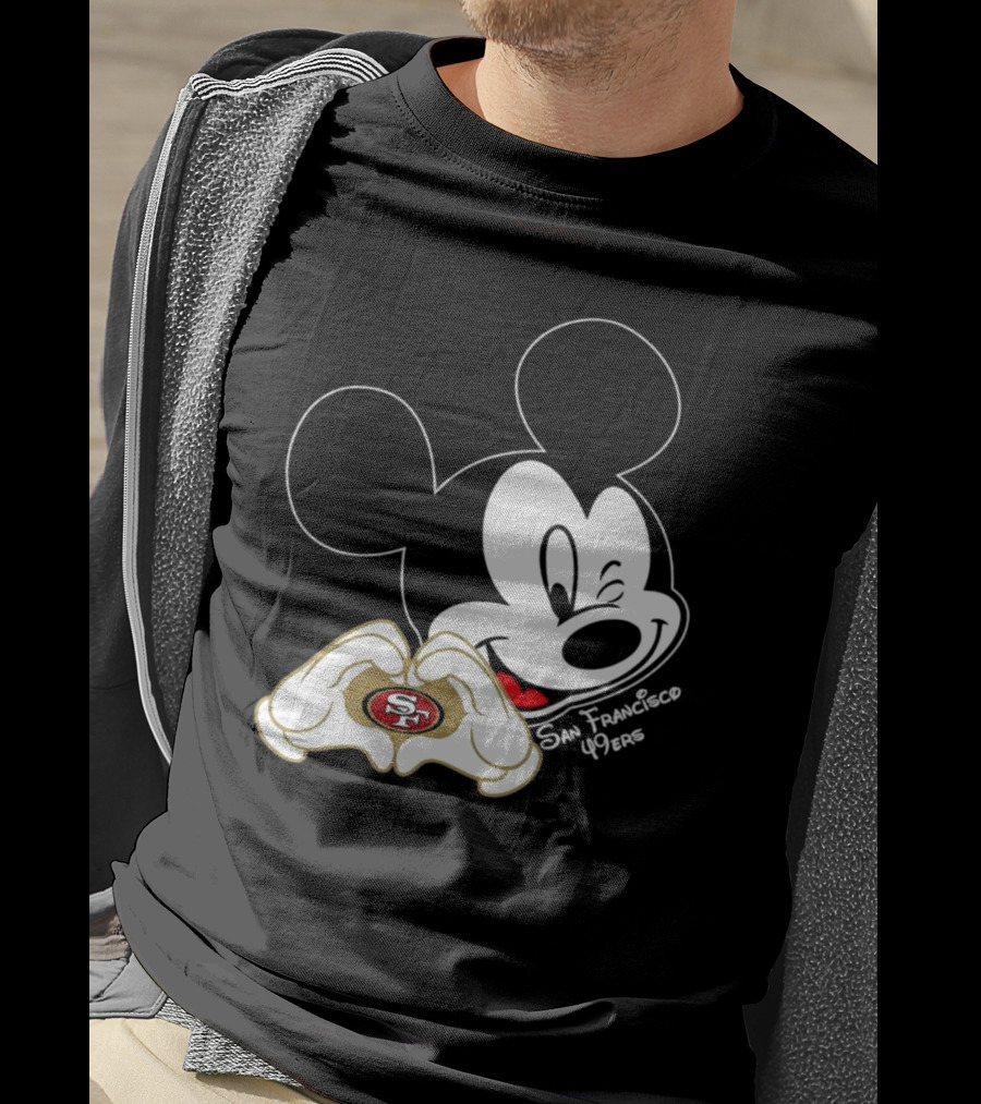 Mickey Mouse Heart Hands With San Francisco 49ers T-Shirt