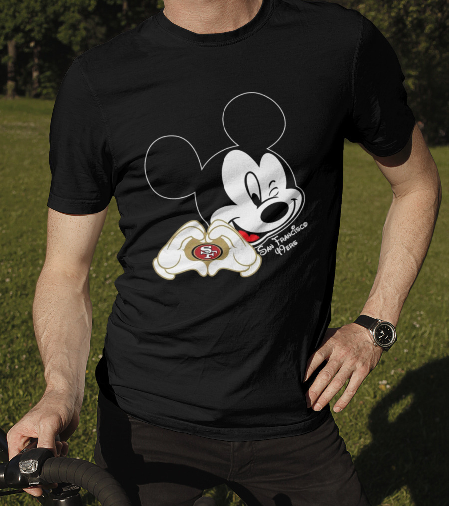 Mickey Mouse Heart Hands With San Francisco 49ers T-Shirt
