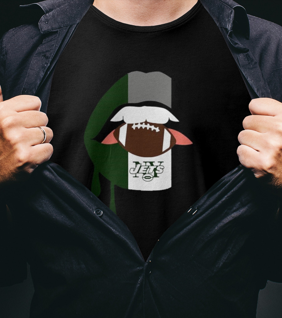 Jets Lips Football Drip New York T-Shirt