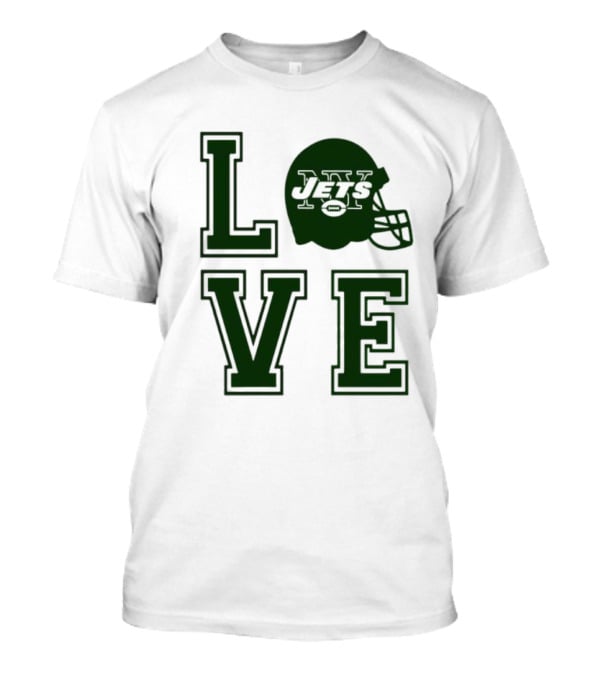 New York Jets Love Helmet Typography T-Shirt