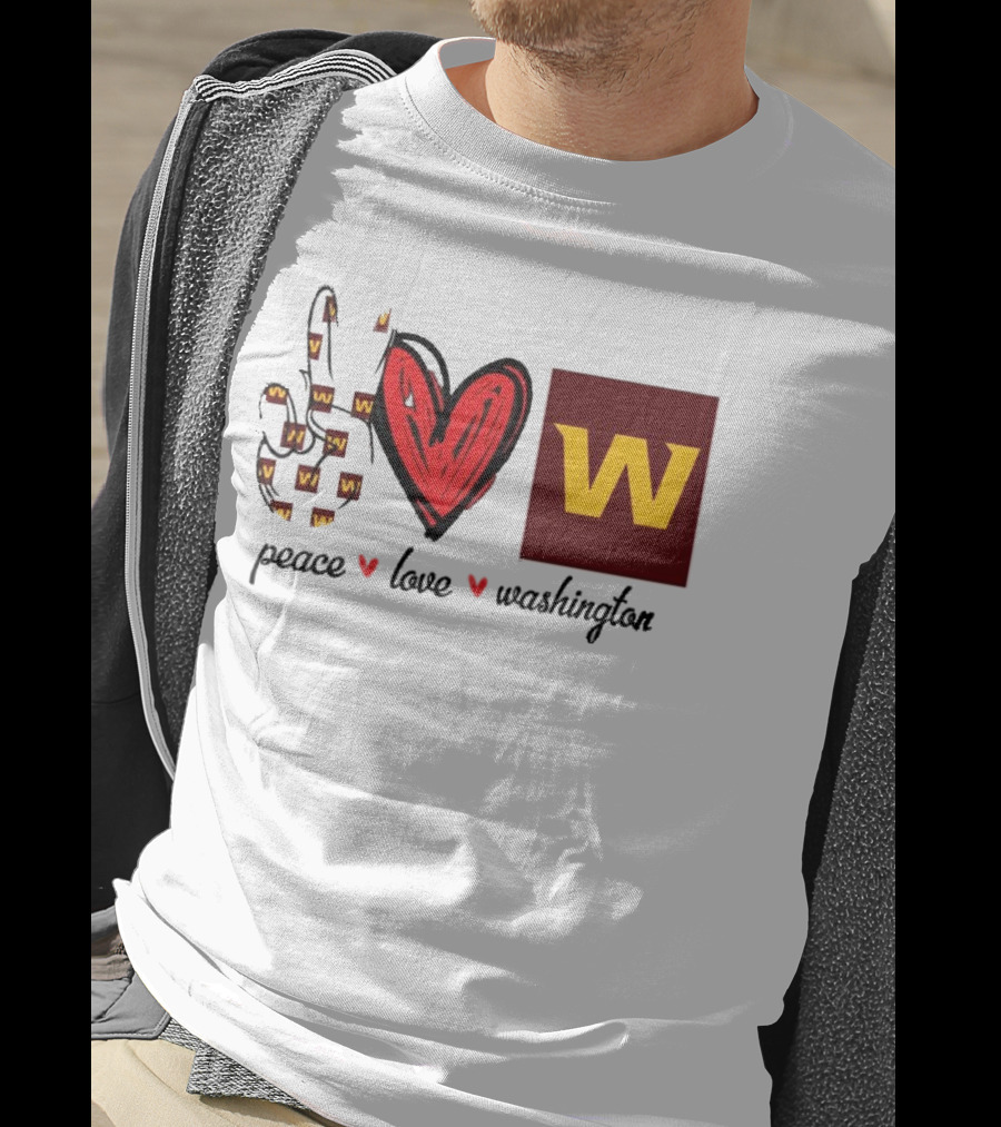 Peace Love Washington Commanders W Logo Football Team T-Shirt