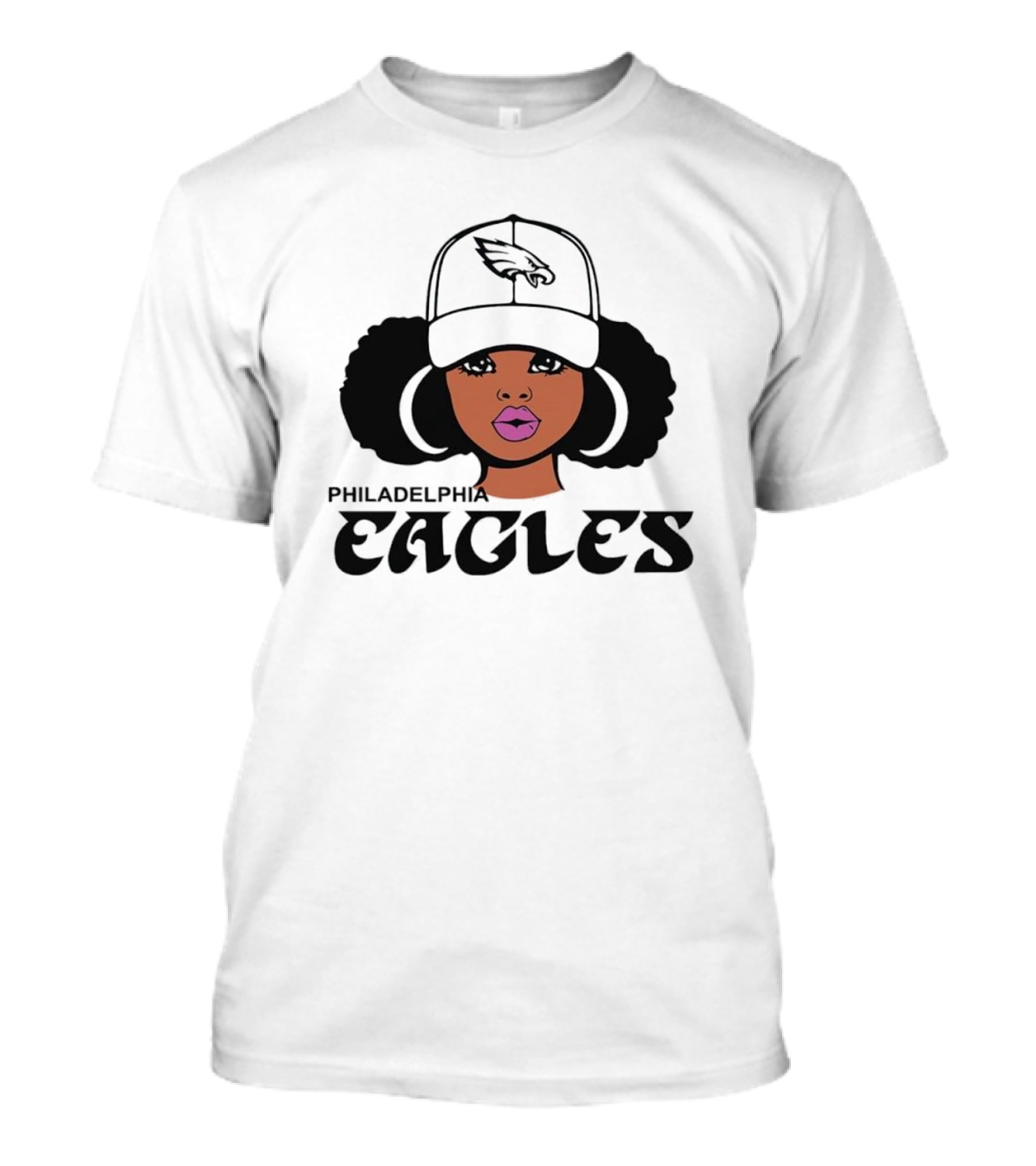 Philadelphia Eagles Girl Afro Style Icon With Cap T-Shirt