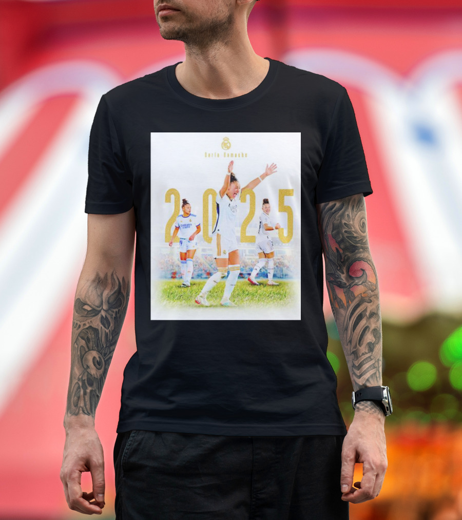 Real Madrid C.F. Carle Camacho 2025 Celebration Soccer Scene T-Shirt