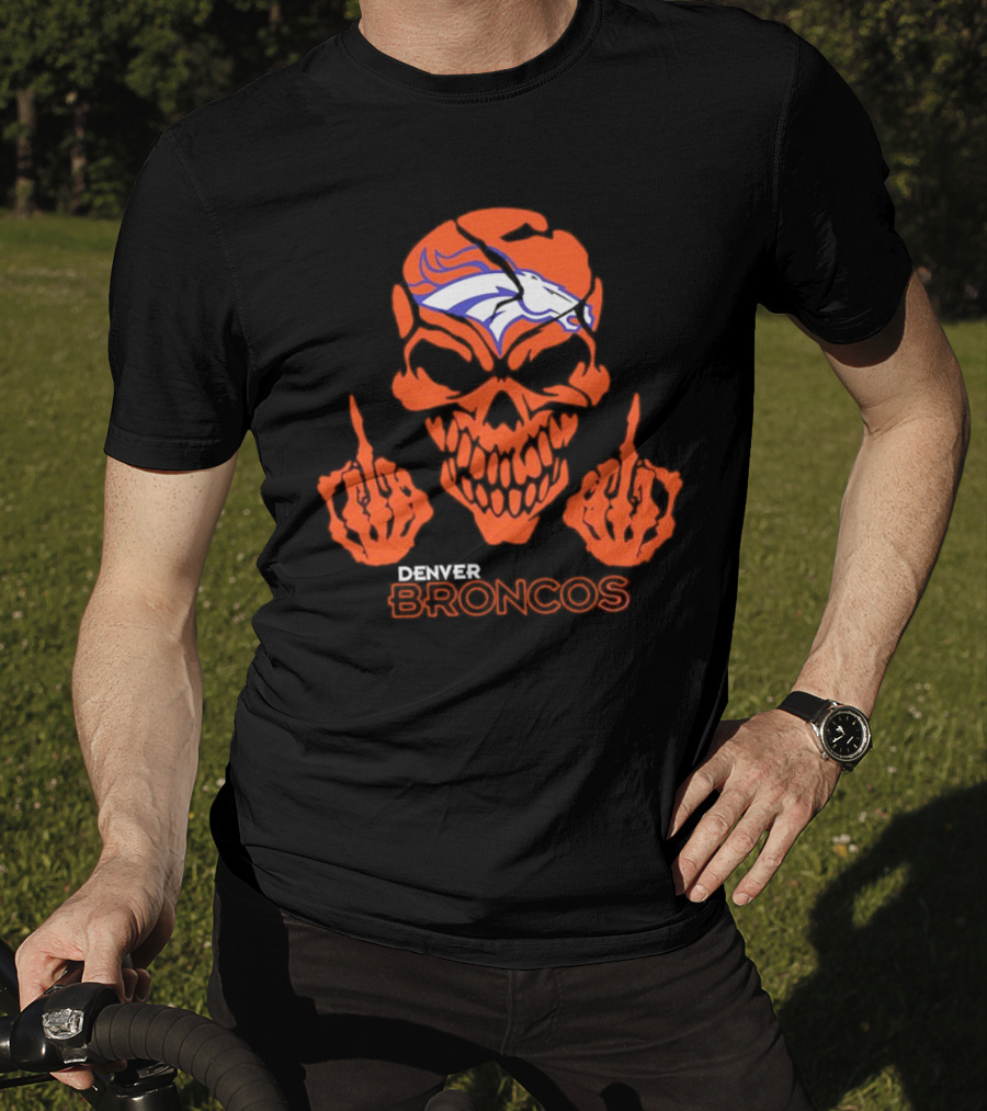 Denver Broncos Skull Middle Finger Iconic T-Shirt
