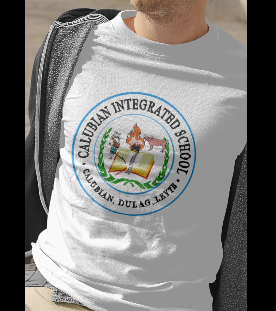 Calubian Integrated School Calubian Dulag Leyte Emblem With Book And Animals T-Shirt