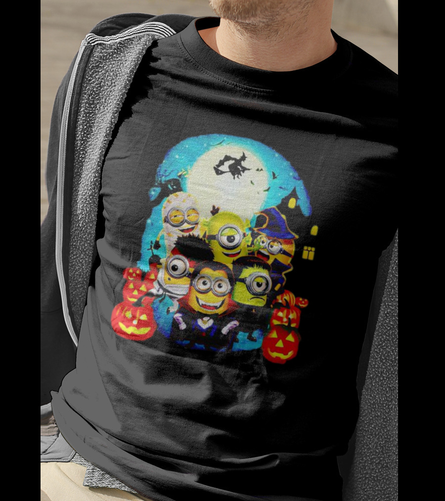 Minion Halloween Trick Or Treat With Spooky Theme And Pumpkins T-Shirt