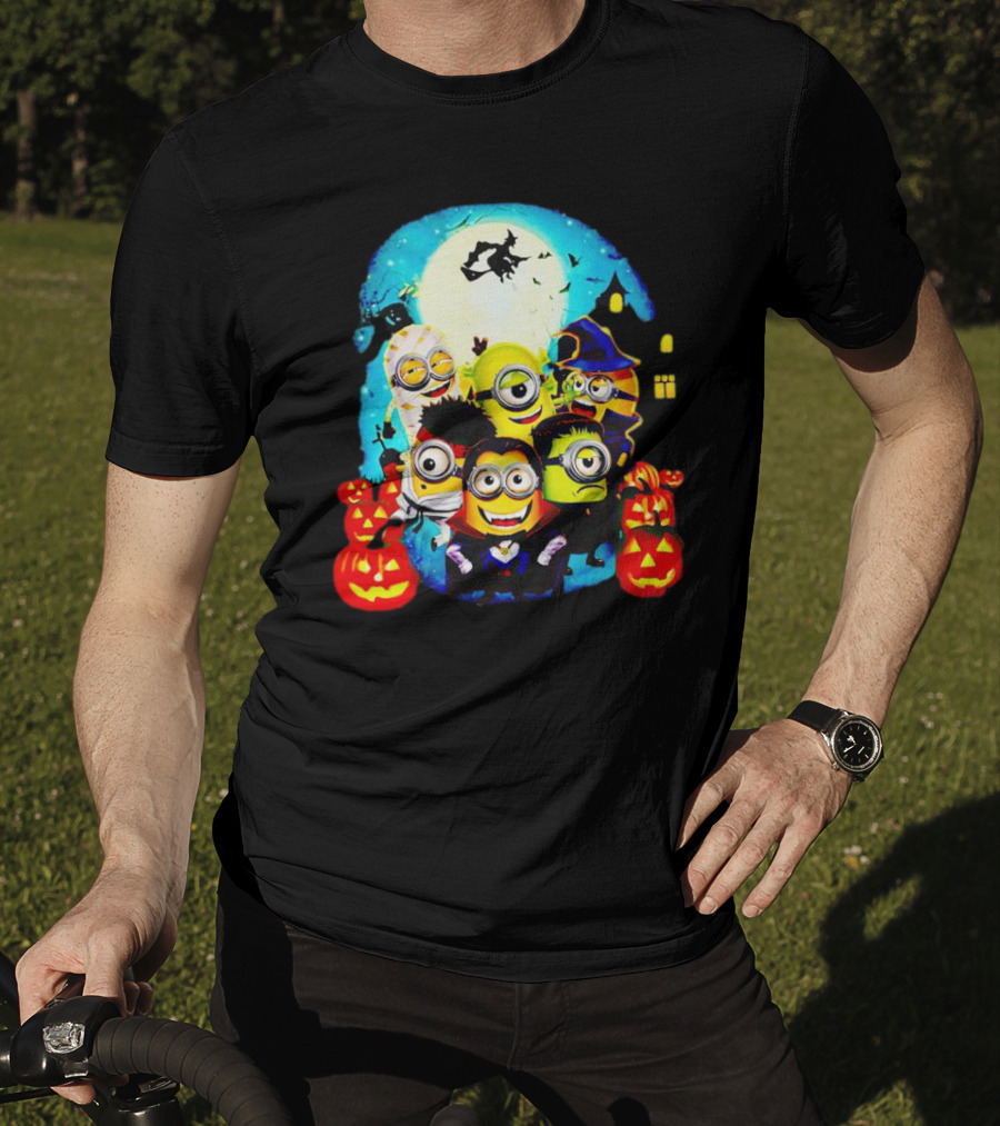 Minion Halloween Trick Or Treat With Spooky Theme And Pumpkins T-Shirt