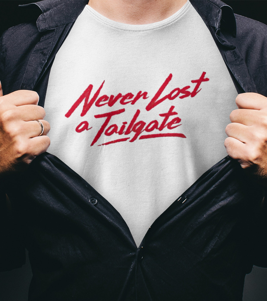 Never Lost A Tailgate Red Handwritten T-Shirt