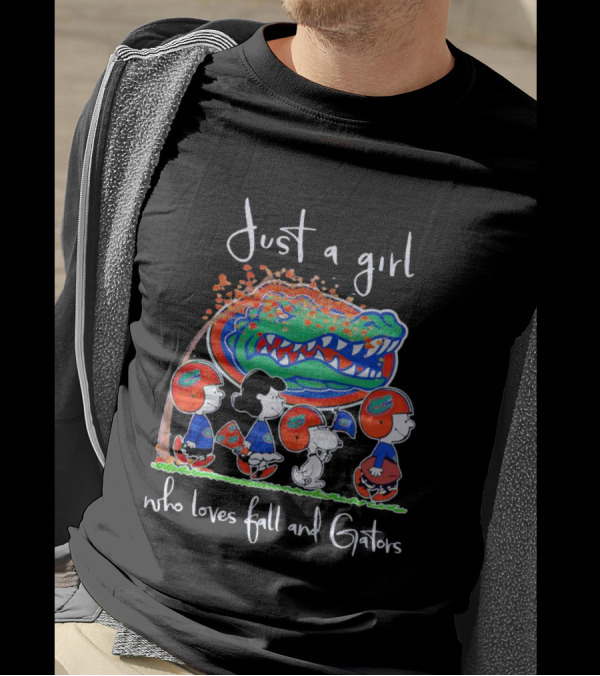 Just A Girl Who Loves Fall And Florida Gators Peanuts Characters T-Shirt