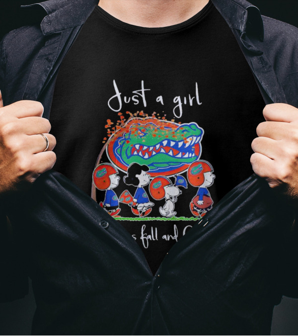 Just A Girl Who Loves Fall And Florida Gators Peanuts Characters T-Shirt