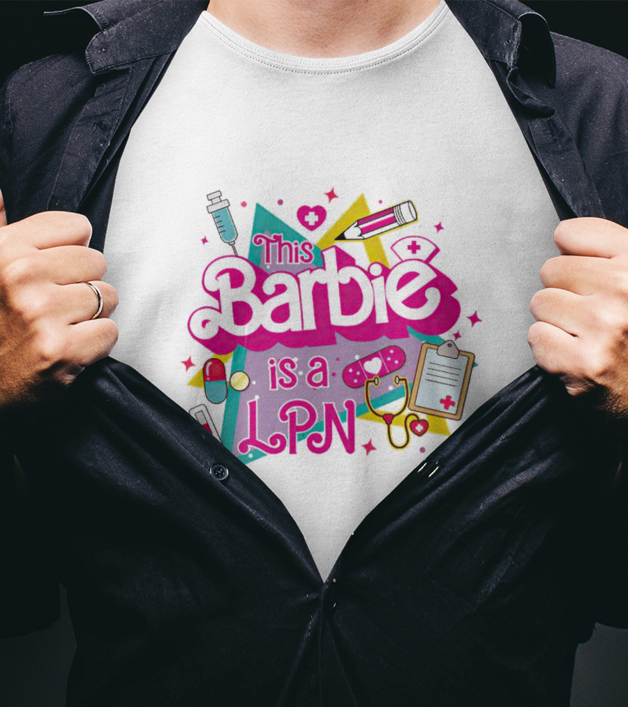 This Barbie Is A LPN With Medical Icons And Bright Colors T-Shirt