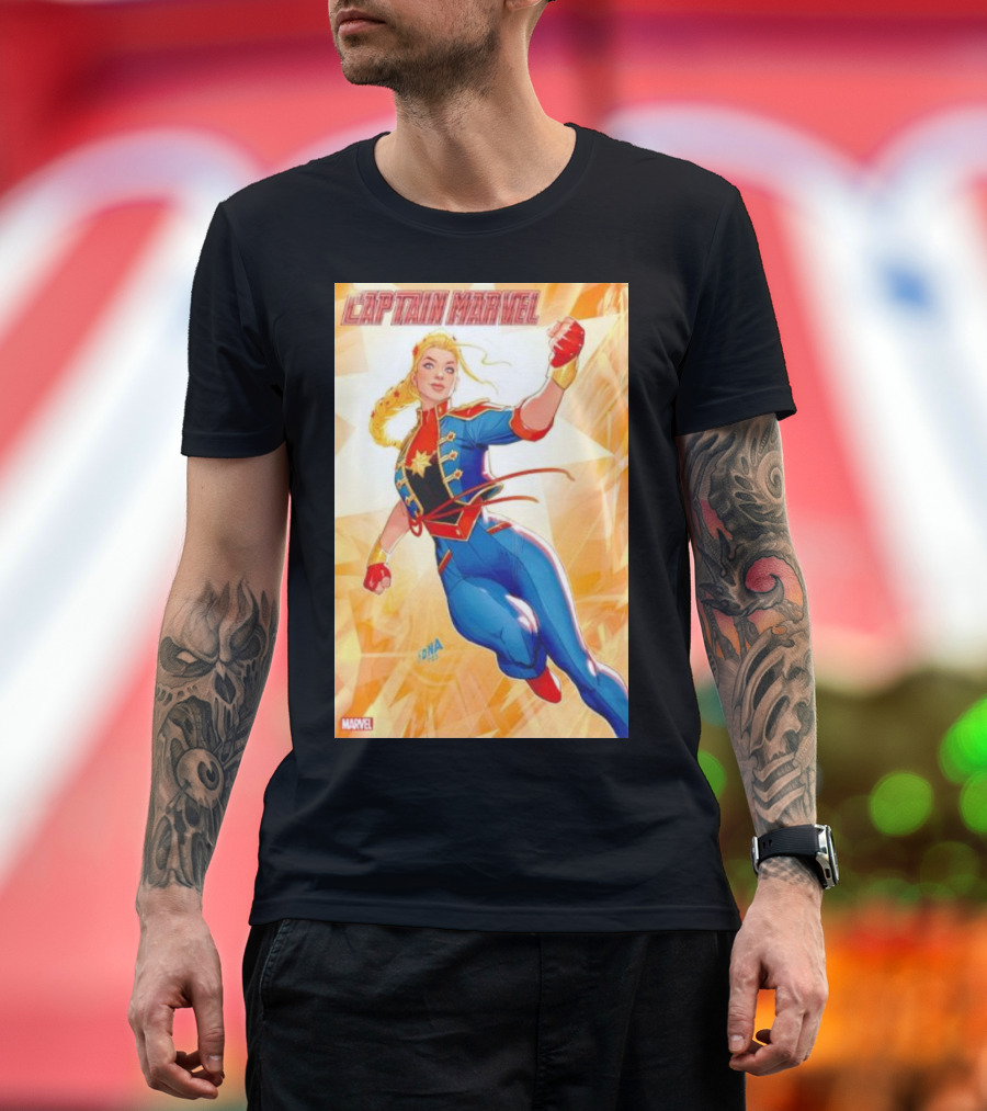 Captain Marvel Carol Danvers Marvel Foil Variant Cover Comic T-Shirt