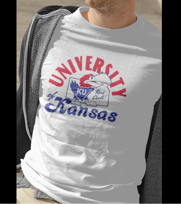 Charlie Hustle KU University Of Kansas Rock Chalk Outline T-Shirt