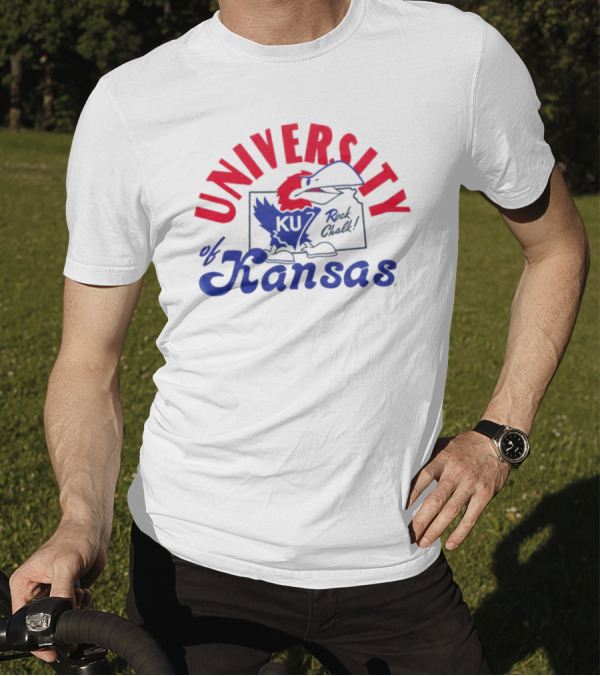 Charlie Hustle KU University Of Kansas Rock Chalk Outline T-Shirt