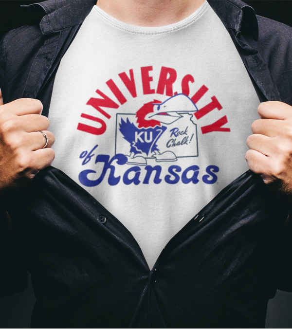 Charlie Hustle KU University Of Kansas Rock Chalk Outline T-Shirt