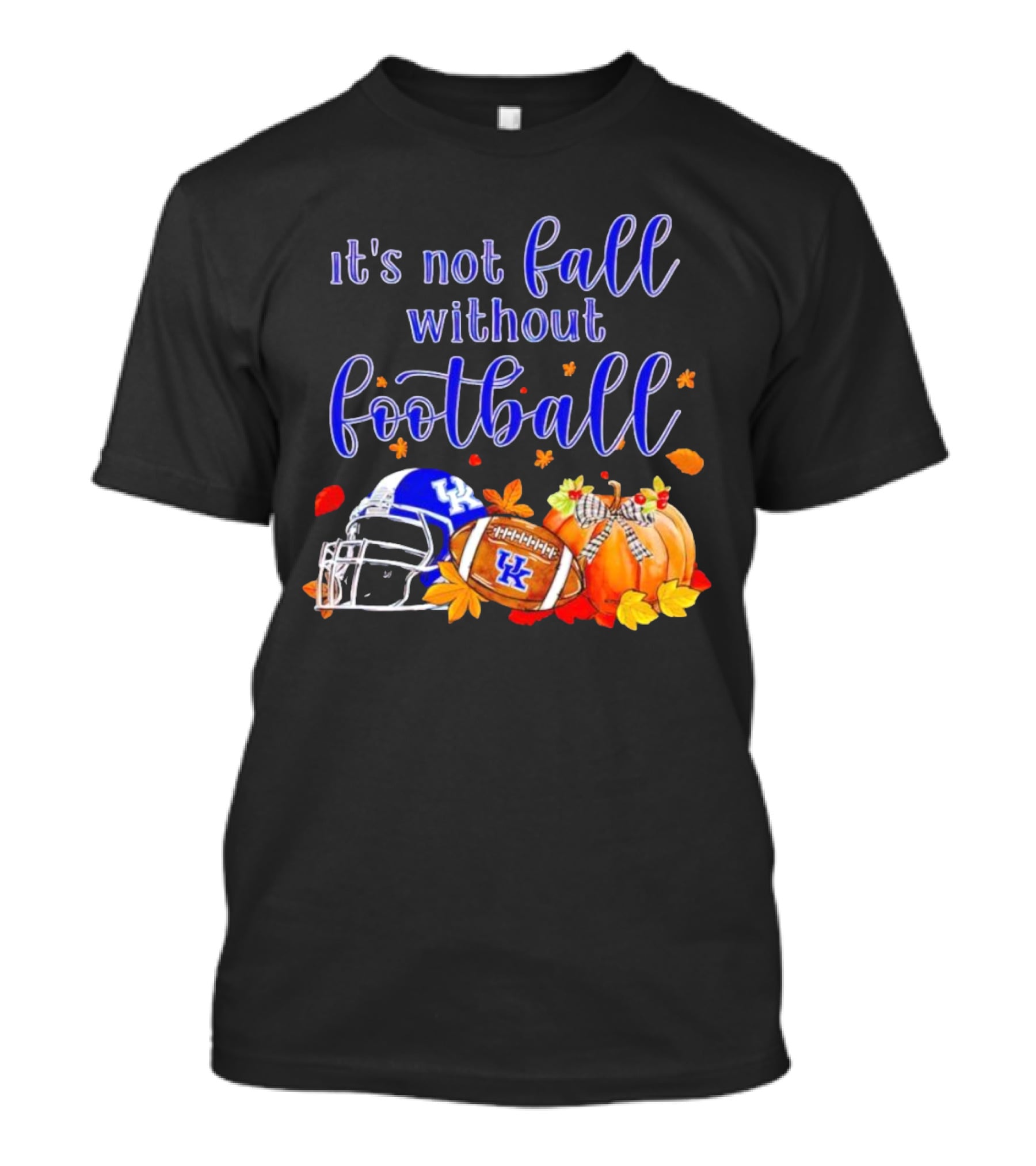 Kentucky Wildcats It's Not Fall Without Football Helmet Pumpkin Football Leaves T-Shirt
