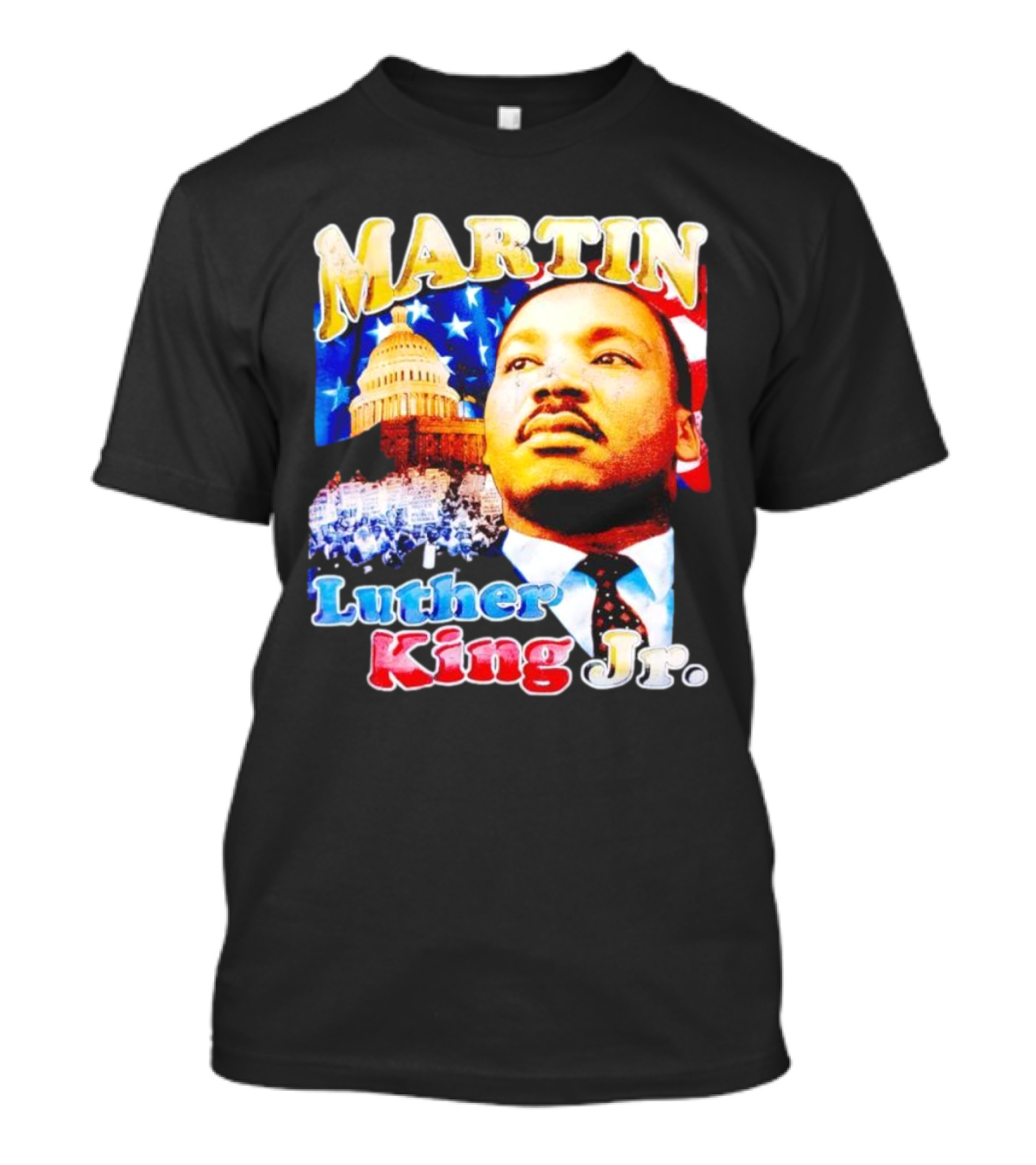 Martin Luther King Jr Vintage 90s American Flag Capitol T-Shirt