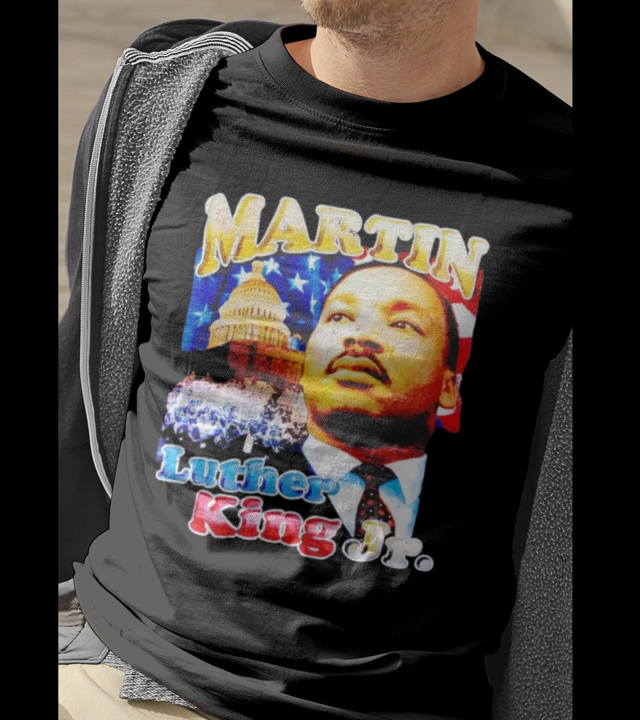 Martin Luther King Jr Vintage 90s American Flag Capitol T-Shirt