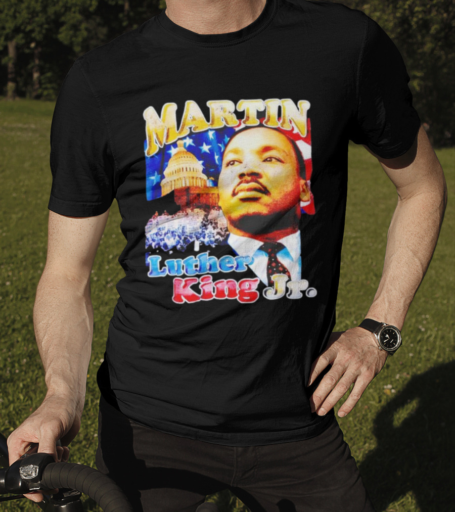 Martin Luther King Jr Vintage 90s American Flag Capitol T-Shirt