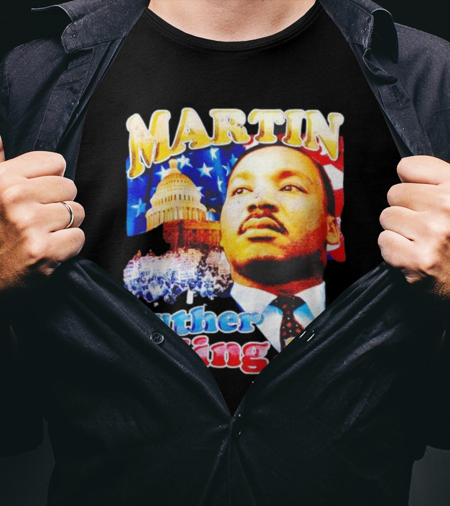 Martin Luther King Jr Vintage 90s American Flag Capitol T-Shirt