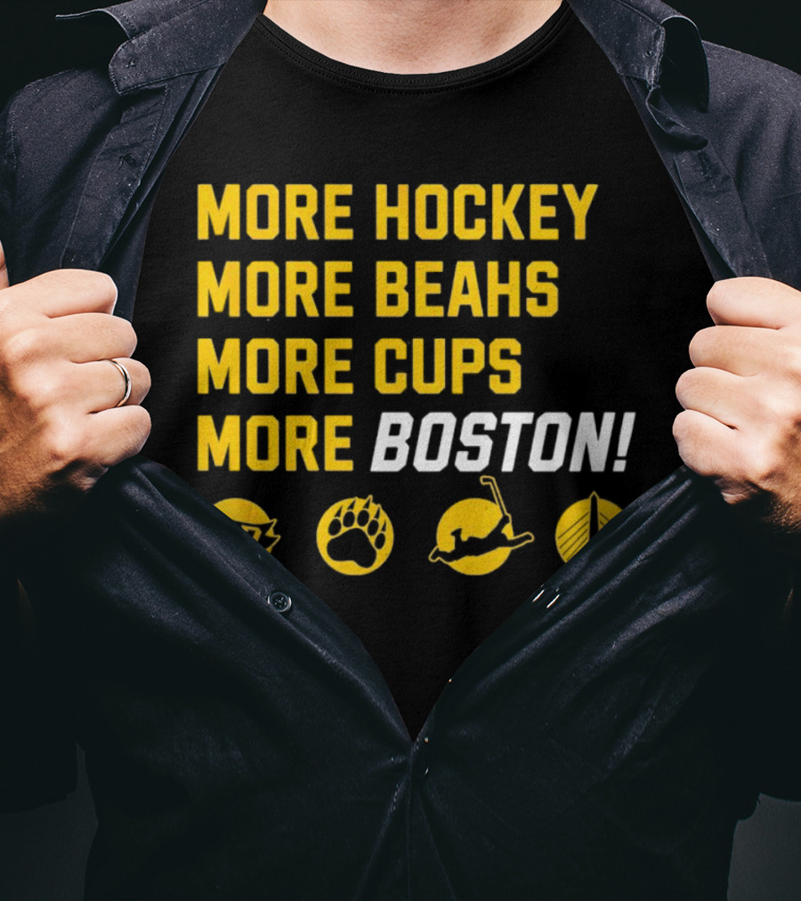 More Hockey More Beahs More Cups More Boston 617 Bear Claw Skater Bridge T-Shirt