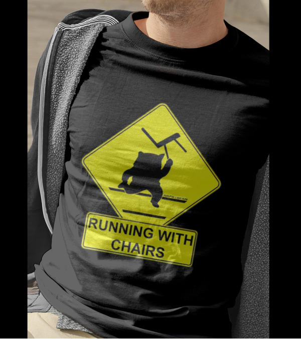 Nafo Fella Running With Chairs Caution Sign T-Shirt