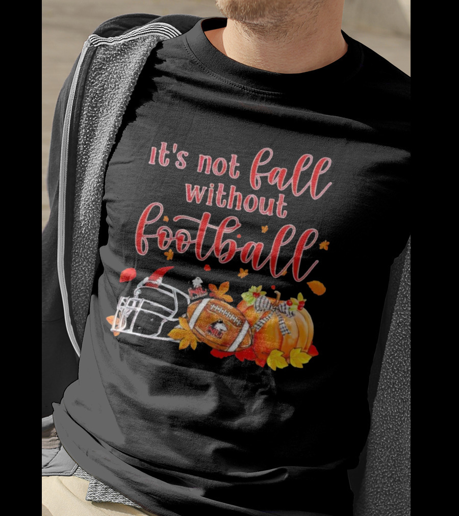 Northern Illinois Huskies It's Not Fall Without Football Helmet Pumpkin Leaves T-Shirt