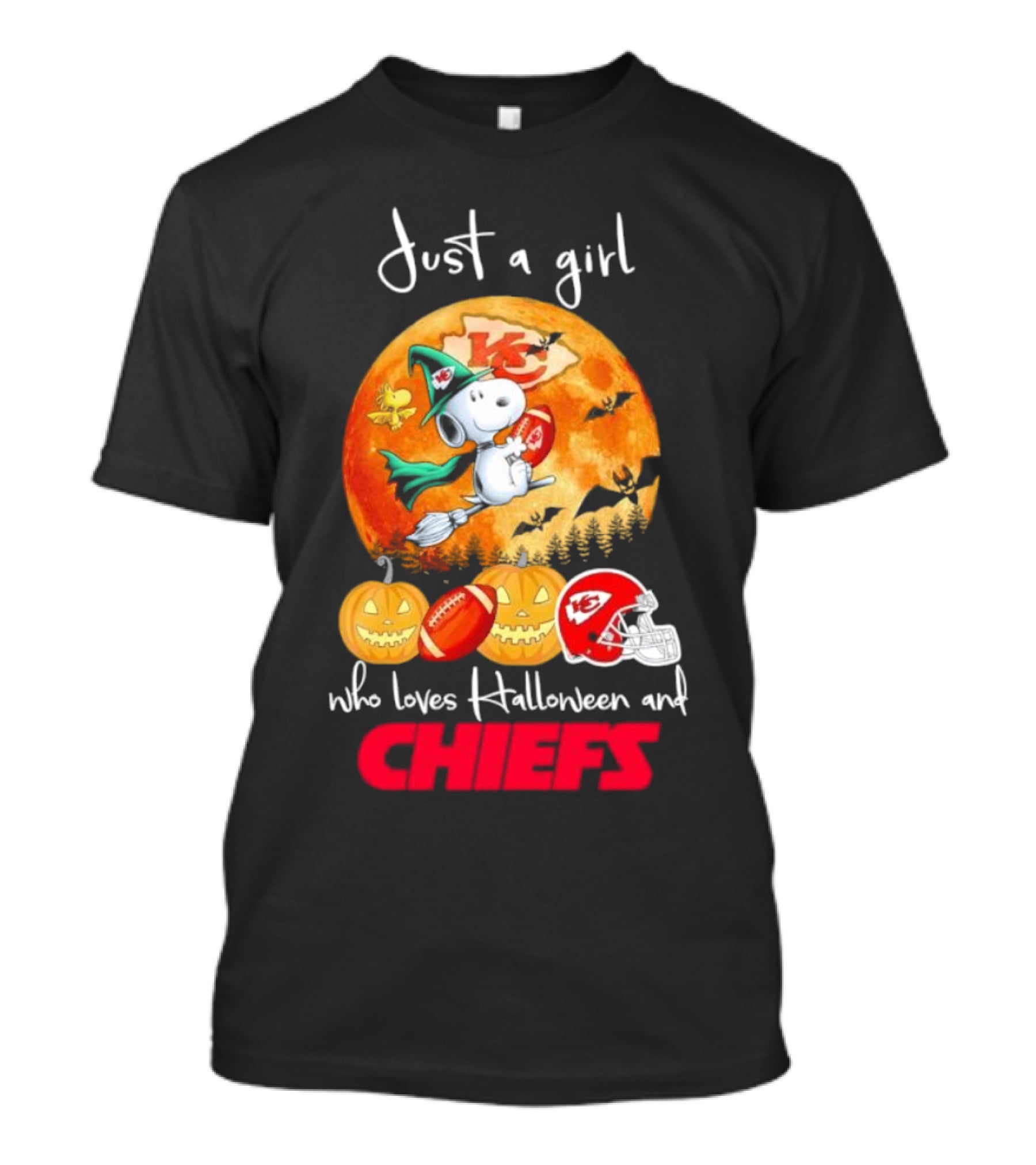 Just A Girl Who Loves Halloween And Chiefs Snoopy Witch T-Shirt