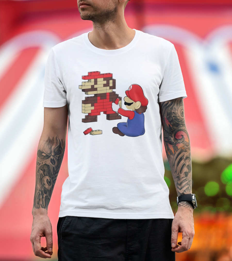 Super Mario Pixel Blocks Retro Builder T-Shirt