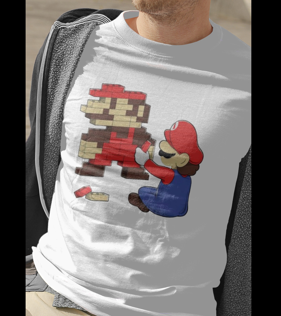 Super Mario Pixel Blocks Retro Builder T-Shirt