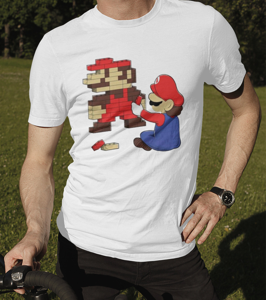 Super Mario Pixel Blocks Retro Builder T-Shirt
