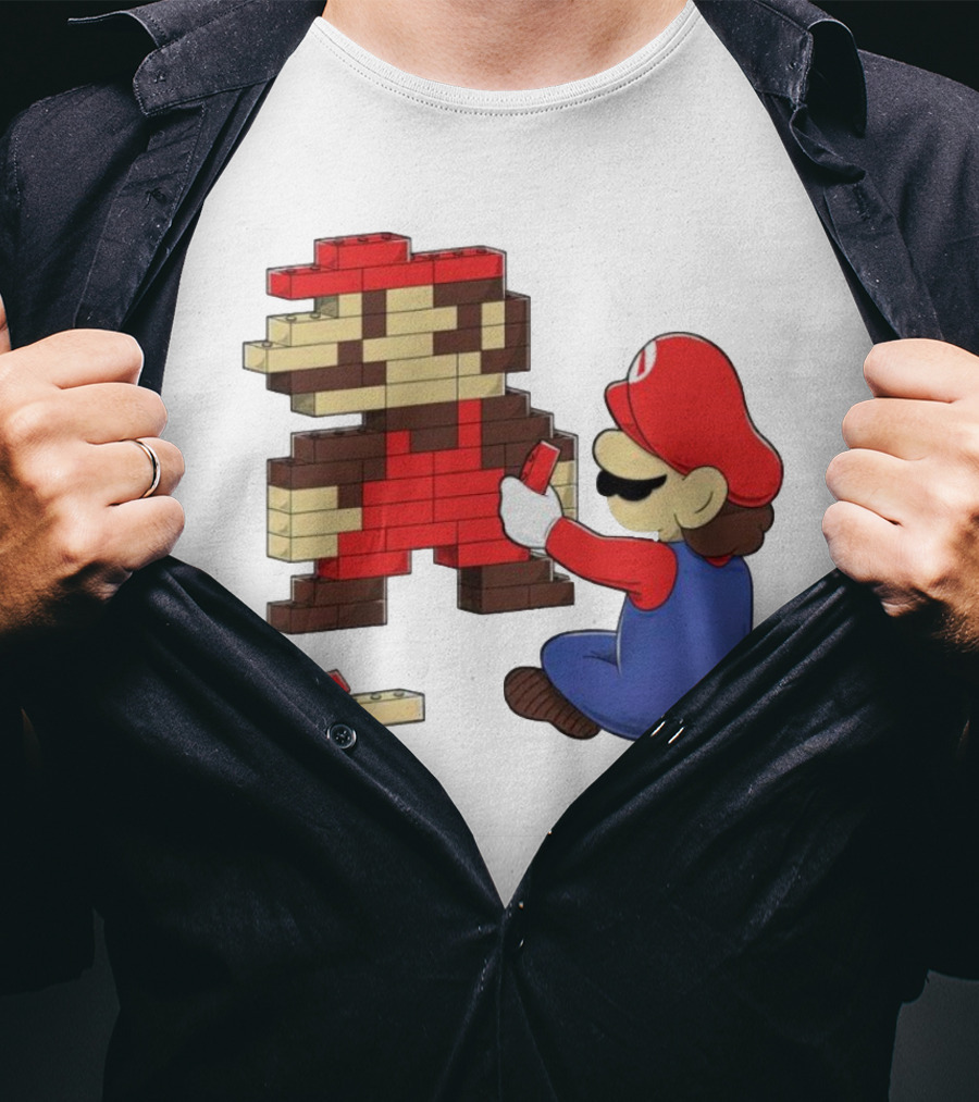 Super Mario Pixel Blocks Retro Builder T-Shirt