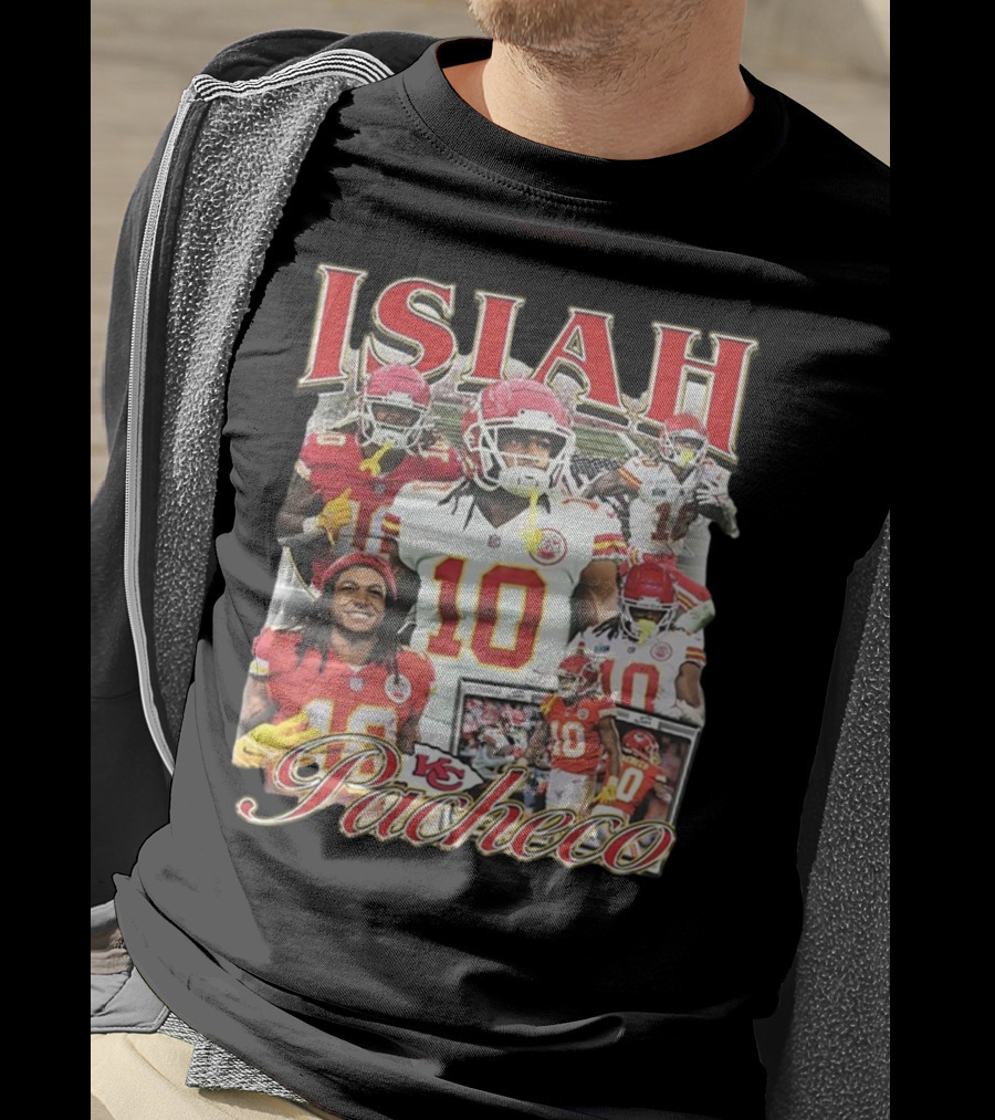 Isiah Pacheco 90s Kansas City Chiefs Football Collage T-Shirt