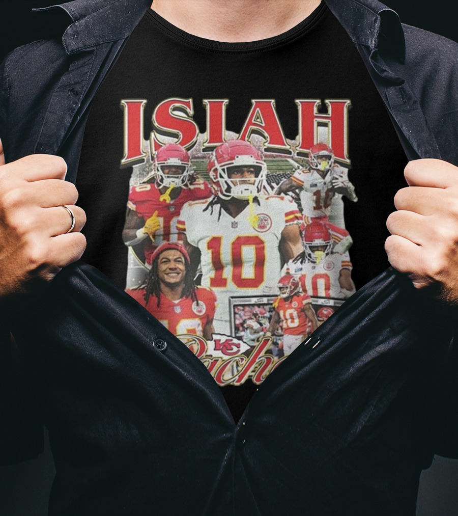 Isiah Pacheco 90s Kansas City Chiefs Football Collage T-Shirt
