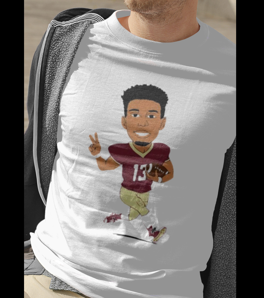 Jordan Travis II Cartoon Football Character Number 13 T-Shirt