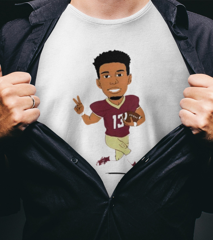 Jordan Travis II Cartoon Football Character Number 13 T-Shirt