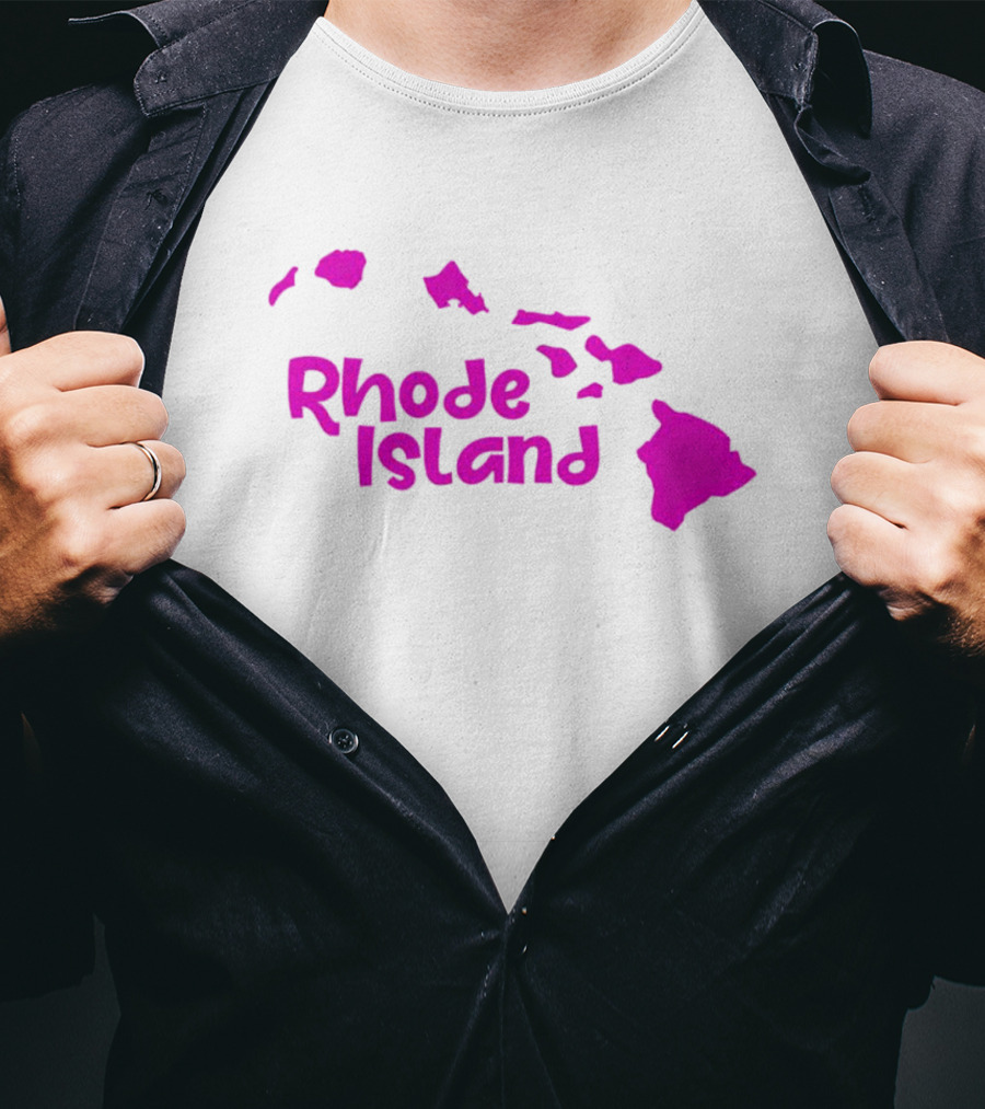 Rhode Island Hawaii Islands Silhouette Pink T-Shirt