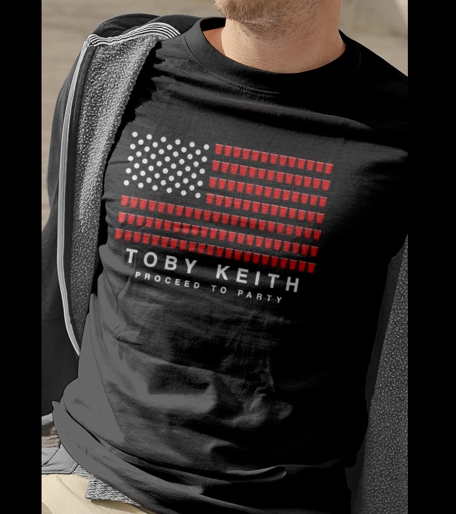 Toby Keith Proceed To Party American Flag Red Cups T-Shirt