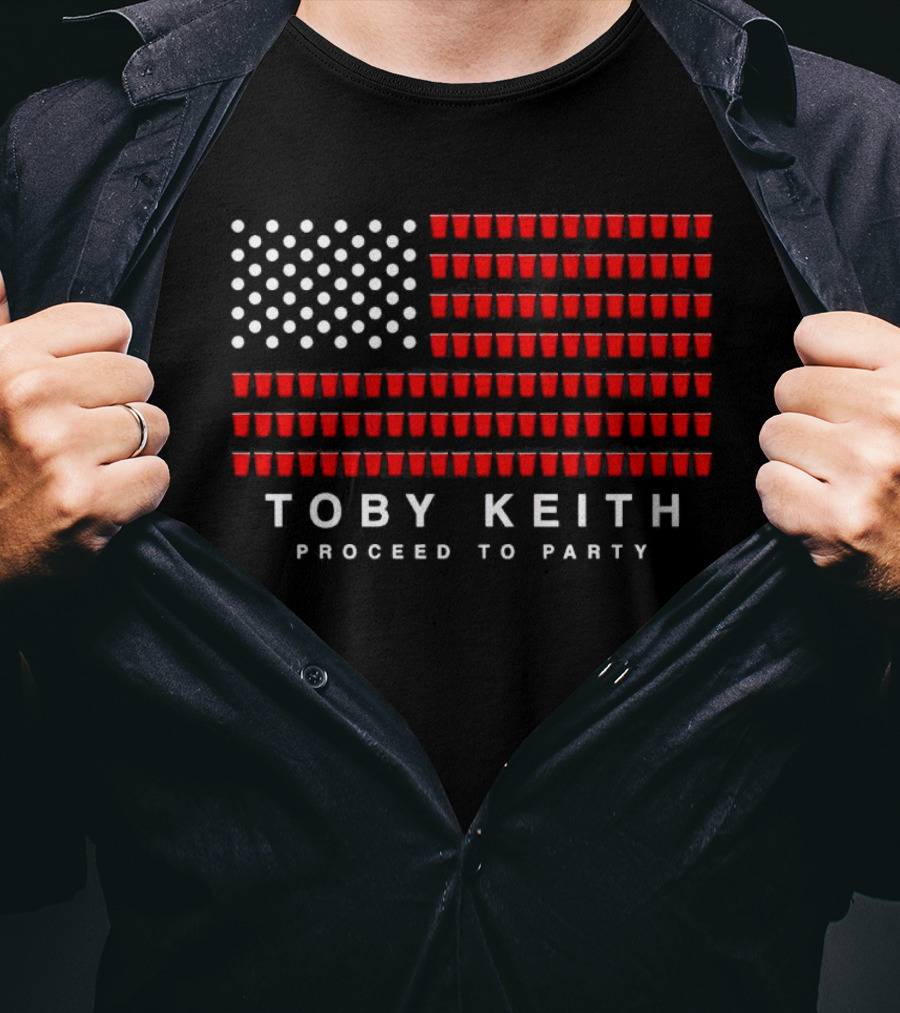 Toby Keith Proceed To Party American Flag Red Cups T-Shirt