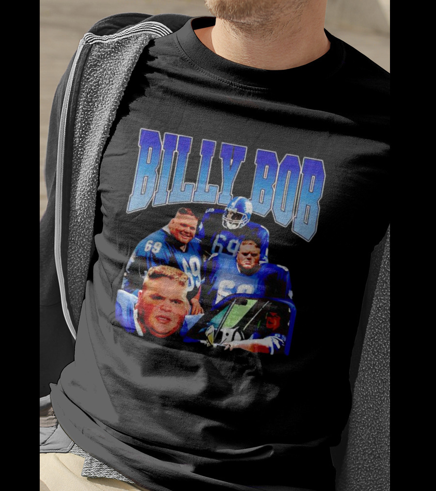 Billy Bob Blue Jerseys Number 69 Football Player Montage T-Shirt