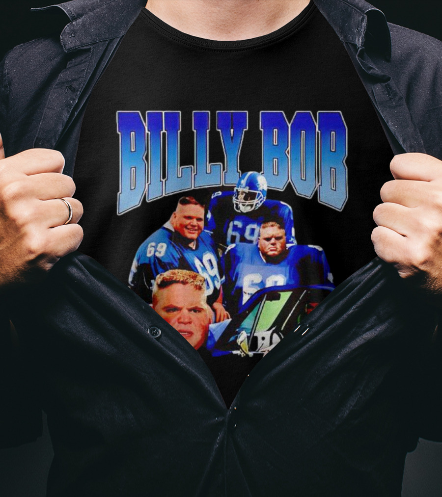 Billy Bob Blue Jerseys Number 69 Football Player Montage T-Shirt
