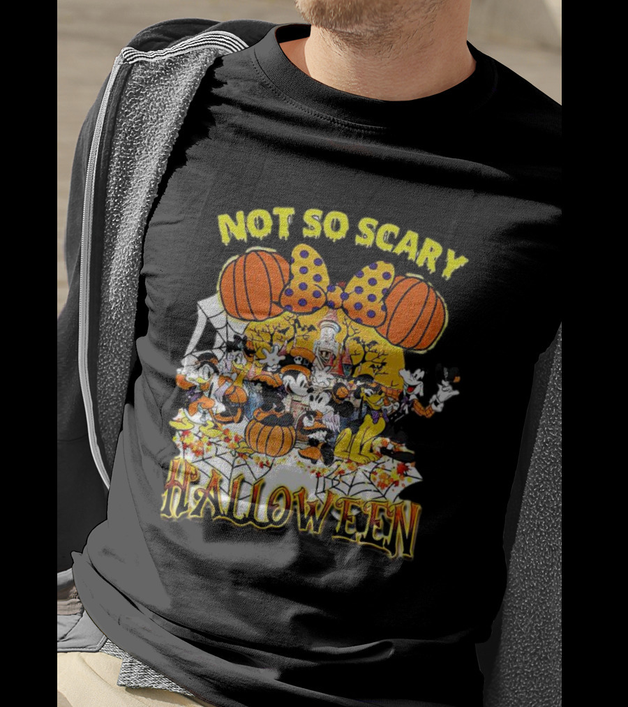 Not So Scary Halloween Disney Characters Pumpkins And Polka Dots T-Shirt