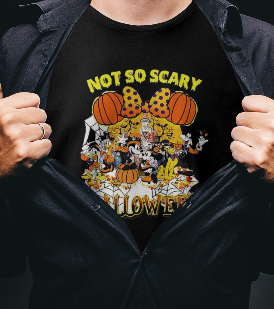 Not So Scary Halloween Disney Characters Pumpkins And Polka Dots T-Shirt
