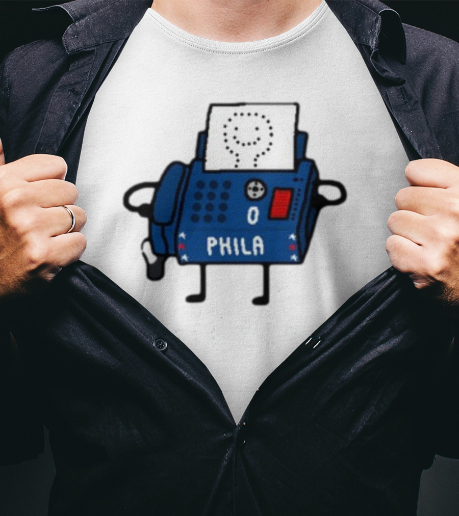 Tyrese Fax-Ey Phila Blue Fax Machine Character T-Shirt