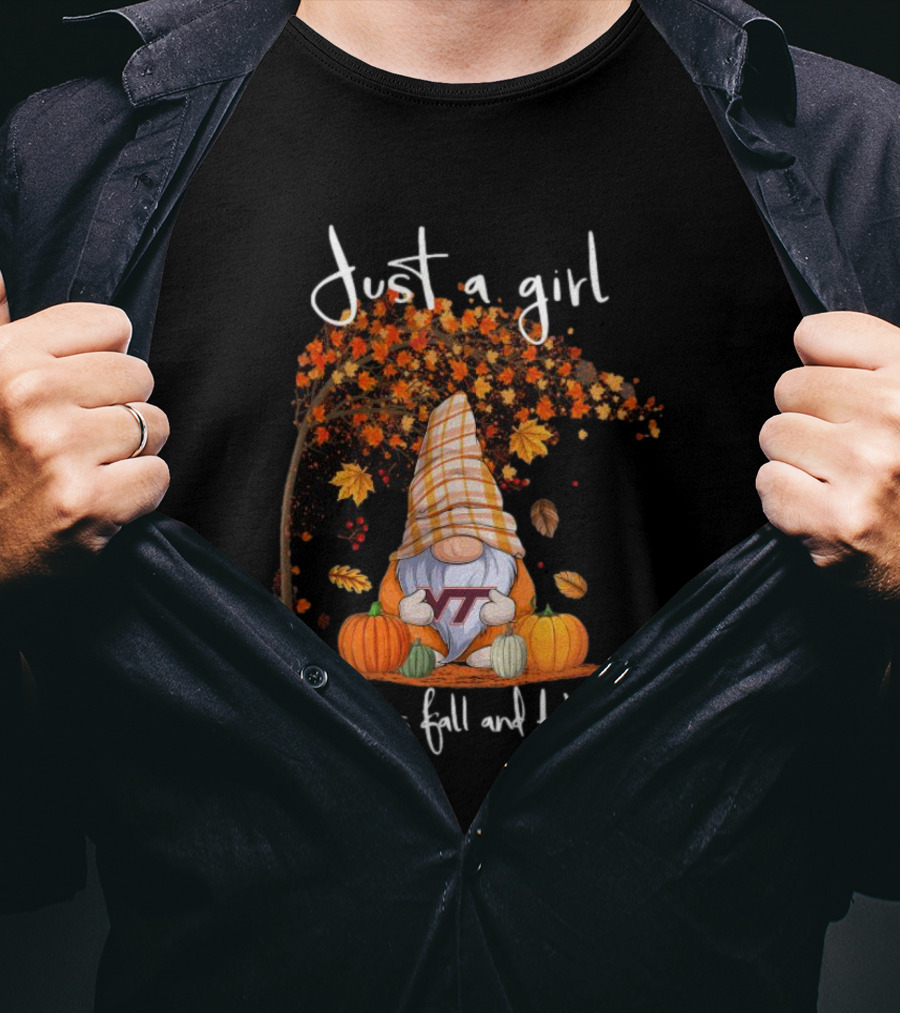 Just A Girl Who Loves Fall And Hokies T-Shirt