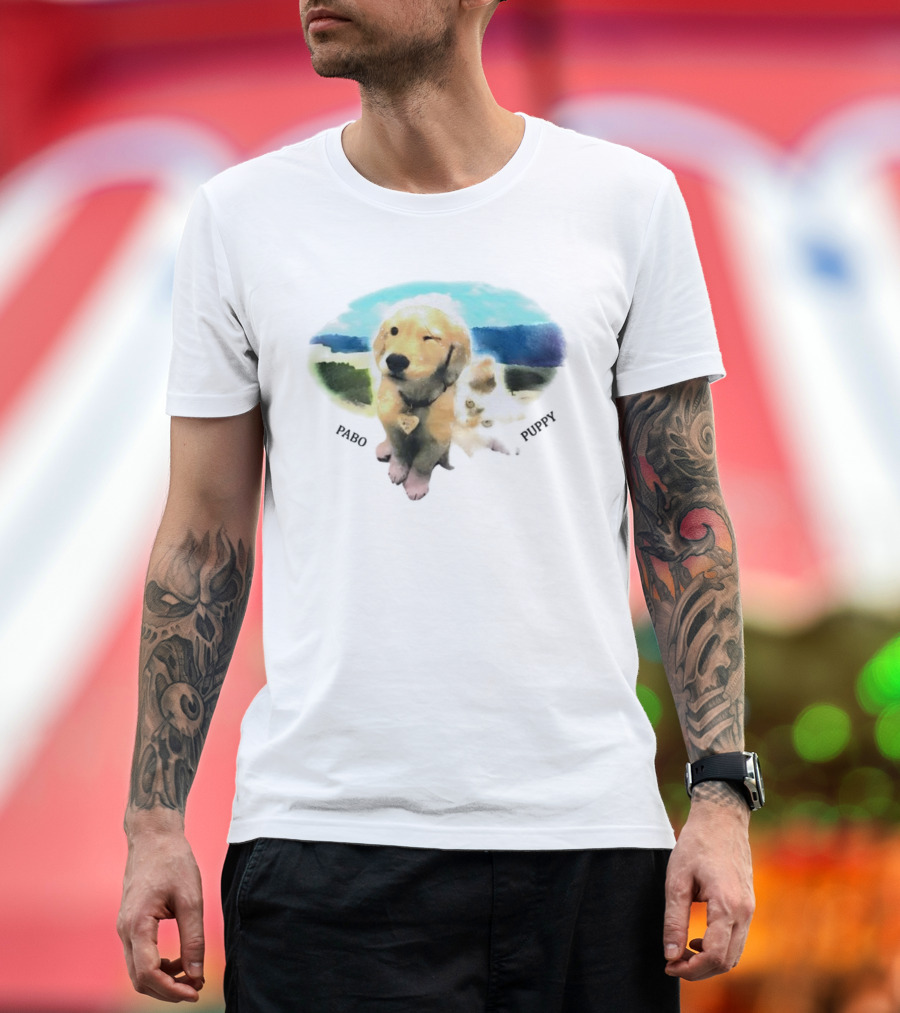 Pabo Puppy and Cat in Scenic Landscape T-Shirt